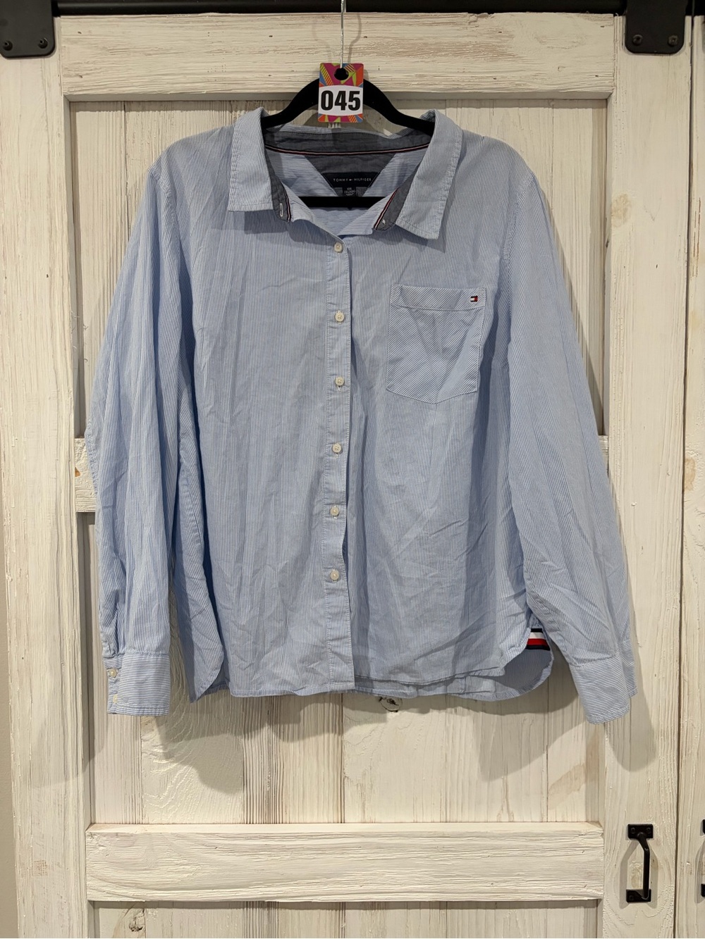 Tommy Hilfiger Pale Blue Long-Sleeve Button-Down Shirt